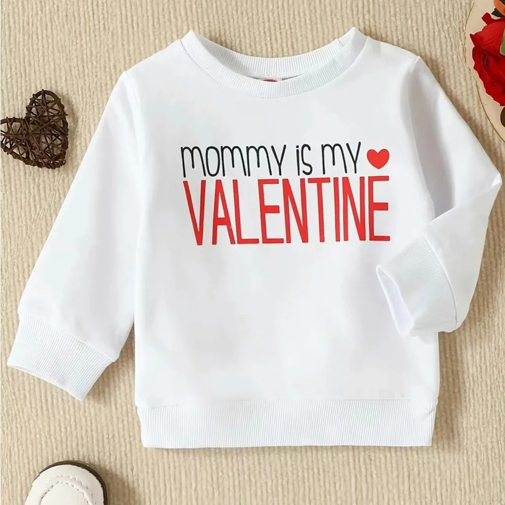 Boys white mommy is my Valentine Sweatshirt - Picture 7 of 7